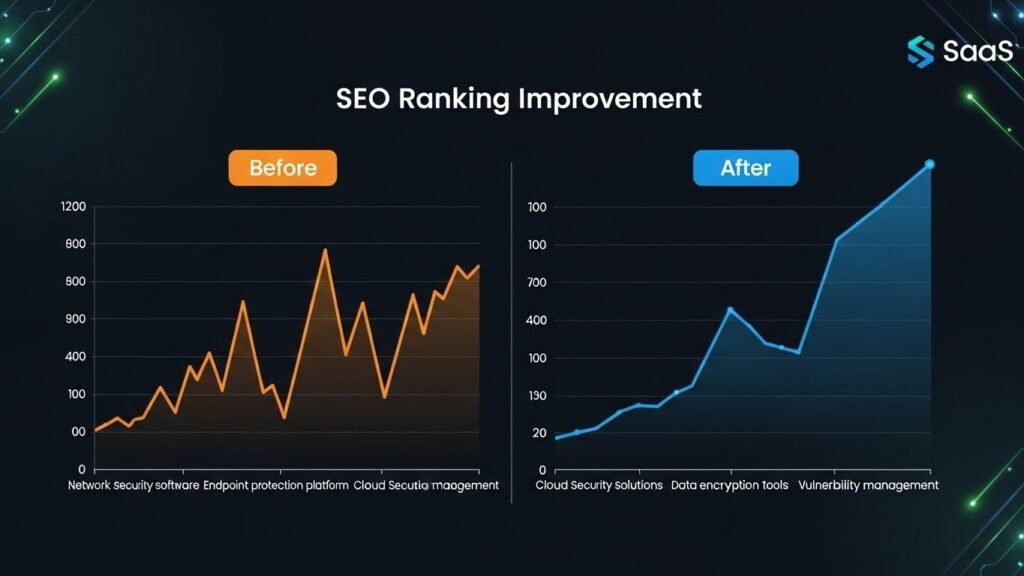SEO ranking improvements by top B2B SaaS marketing agency for US niches