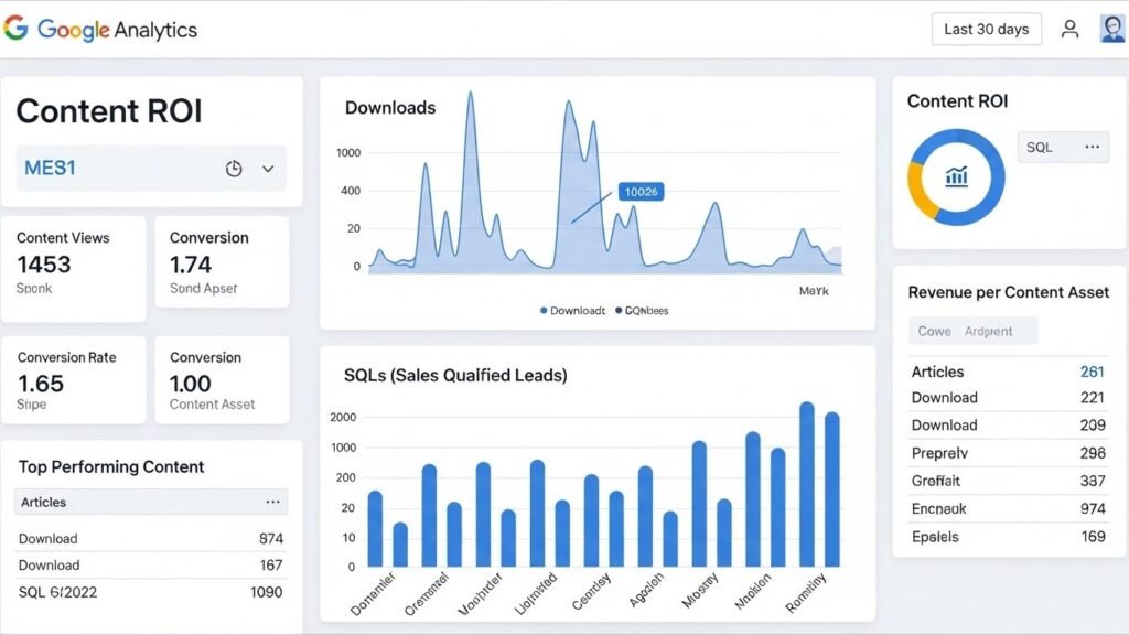 Google Analytics dashboard for B2B SaaS marketing agency content marketing services ROI