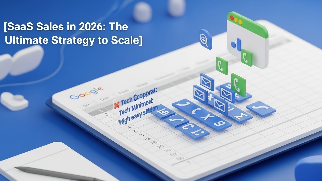 3D representation of a modern SaaS sales dashboard and tech stack showing automated data extraction into Google Sheets for 2026 sales strategies