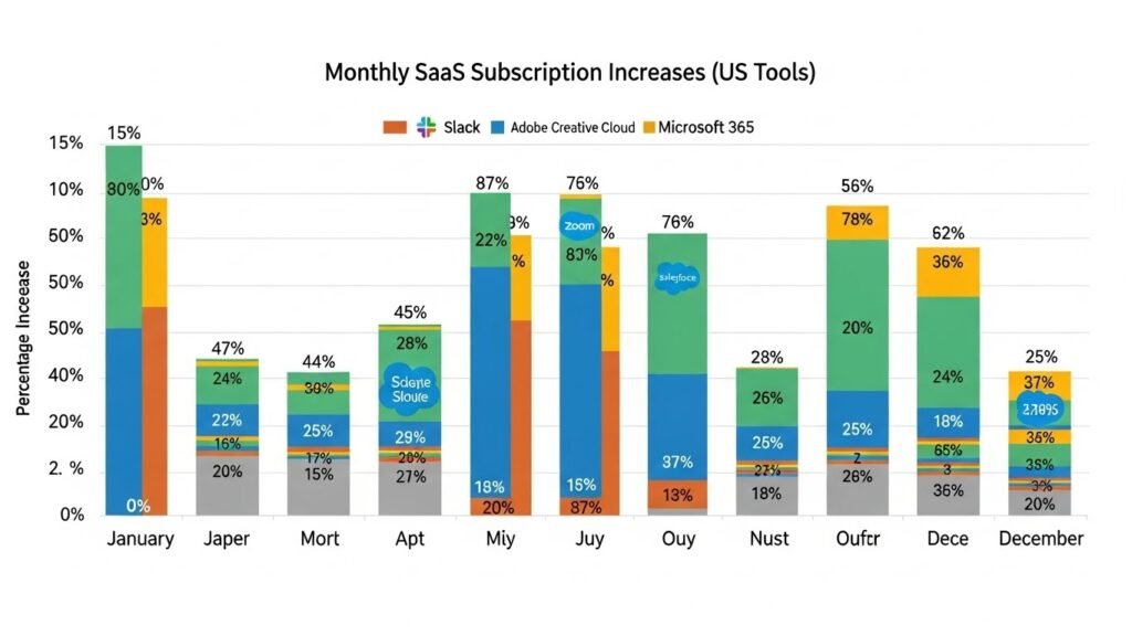 Monthly SaaS Pricing News comparison graph for US software tools