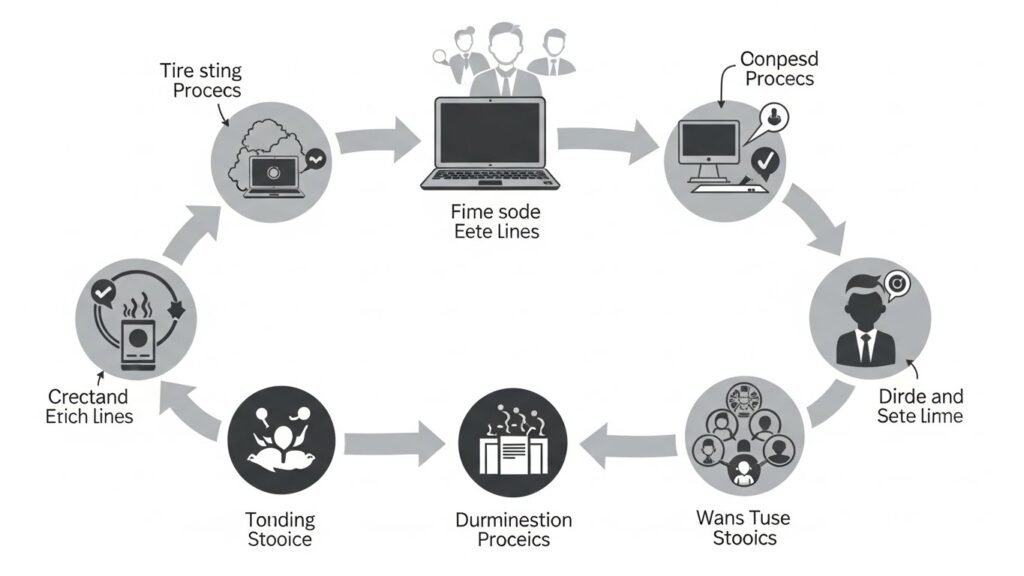 Process-flow-diagram-illustrating-the-automated-SaaS-governance-lifecycle-from-software-request-and-approval-to-onboarding-usage-monitoring-renewal-management-and-offboarding