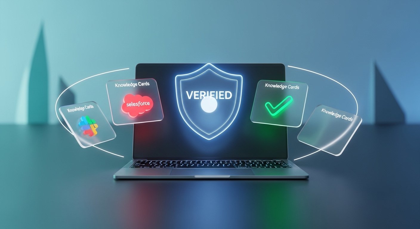 High-tech visualization of Guru knowledge base software showing verified cards and seamless tool integrations for remote teams in 2026.