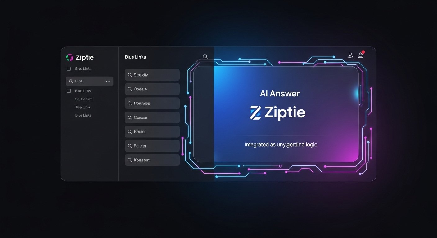 A visual comparison of traditional SERPs vs AI-generated answers, highlighting why choose Ziptie AI search performance tool for visibility.
