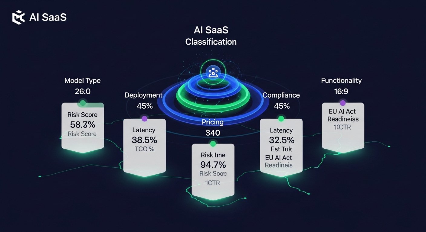 Enterprise AI SaaS classification matrix showing compliance, pricing, and model tiers for 2026