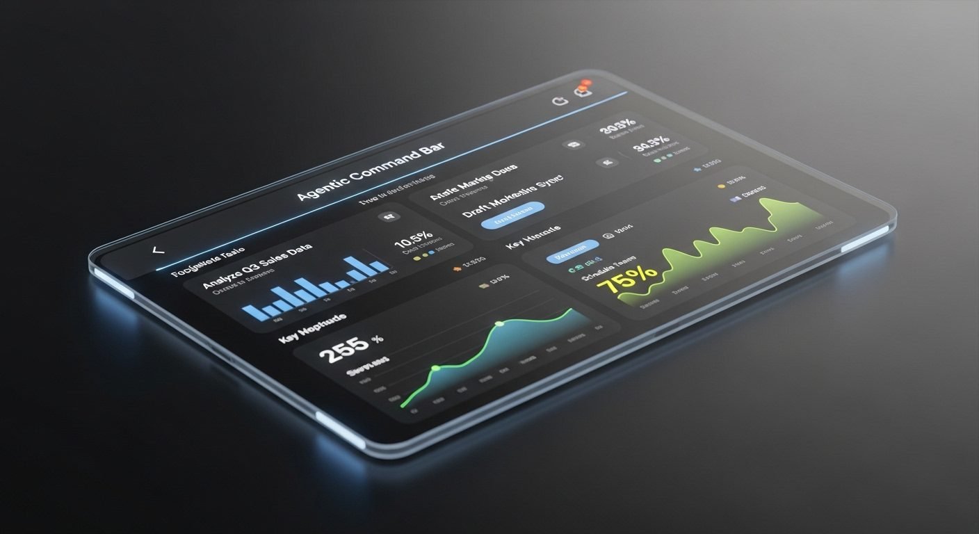 Advanced SaaS product design dashboard showing Agentic UI elements by Uitop