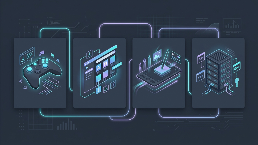 Infographic highlighting gaming stores, OS app stores, subscription suites, and B2B developer ESD platforms.