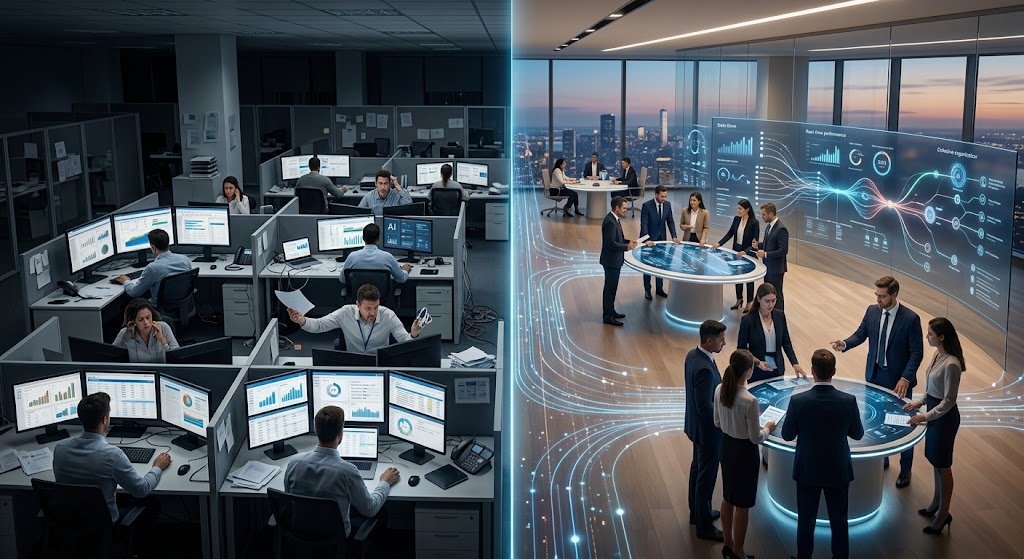 Enterprise teams managing AI decisions through governance controls
